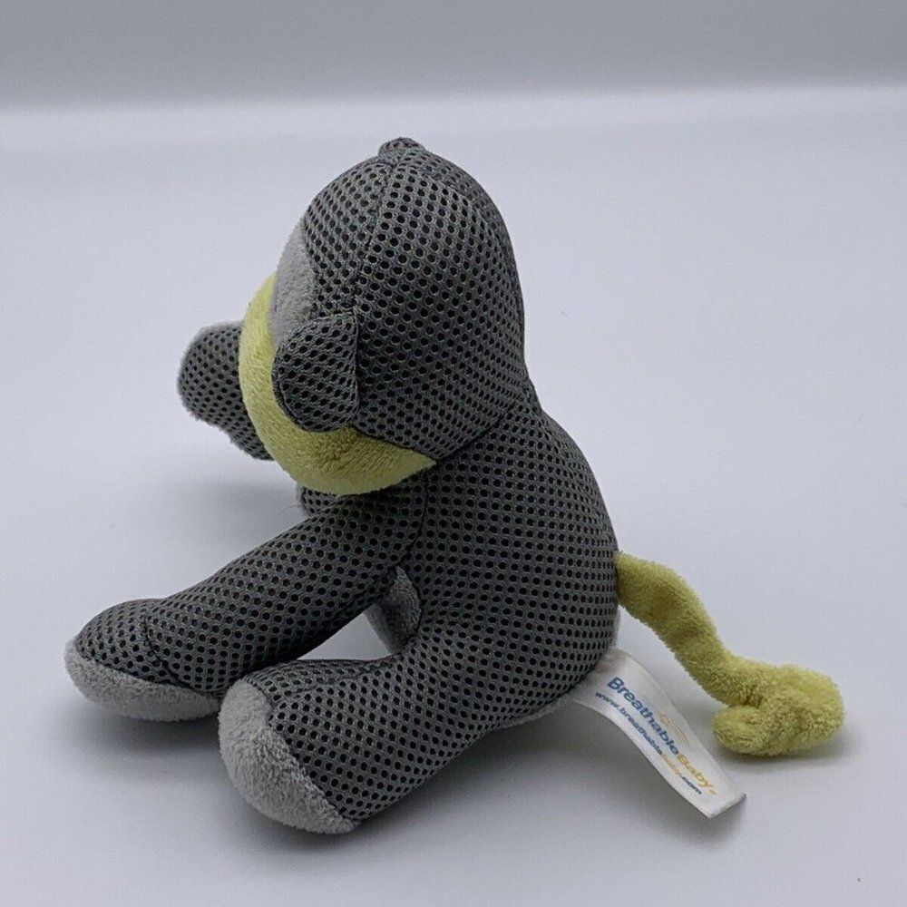 Breathable Baby Rattle Monkey Grey Mesh Plush - Picture 4 of 8